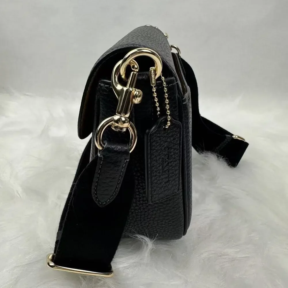 COACH Amelia Saddle Bag Shoulder/Crossbody Bag In Leather CP107 Gold/Black NWT